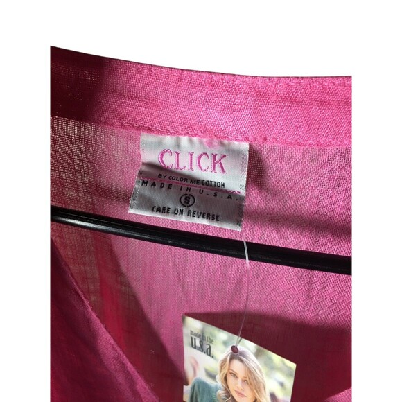Click CMC Duster Women's Size Small Pink 100% Linen 1/2 Sleeve Color Me Cotton - Picture 6 of 6